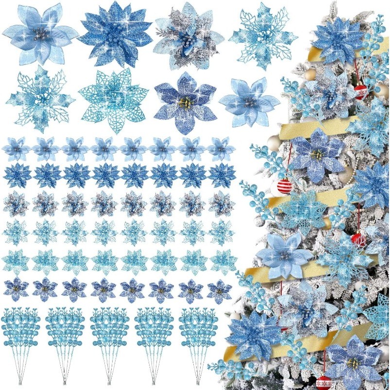 Florist Supply Bulk - 5Pcs Artificial Flowers Christmas Tree Decoration