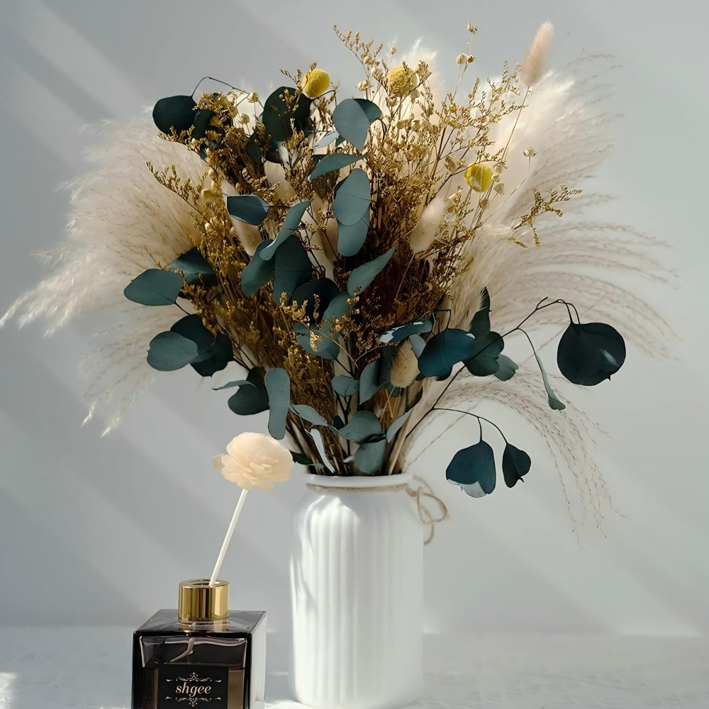 Natural Dried Pampas Grass Bou - Eucalyptus Preserved ulasan dan harga