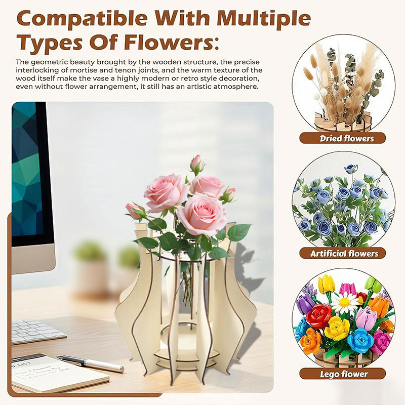 Wooden Puzzle Vase For Bouquet - Florist Supply Vases ulasan dan harga