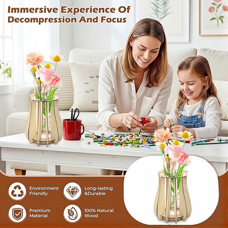 Wooden Puzzle Vase For Bouquet - Florist Supply Vases ulasan dan harga