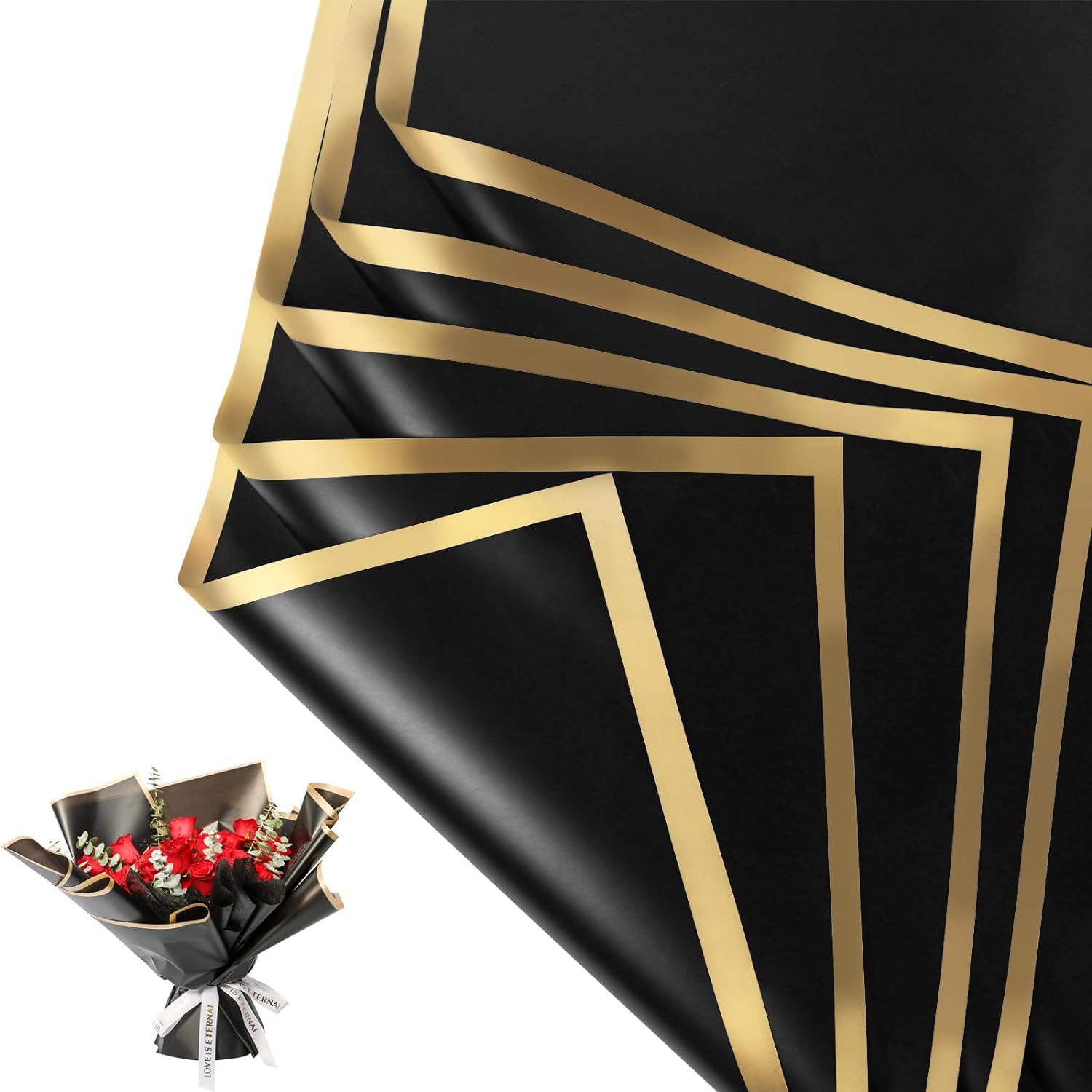 20 Sheets Gold Edge Waterproof - Florist Flower Supply ulasan dan harga