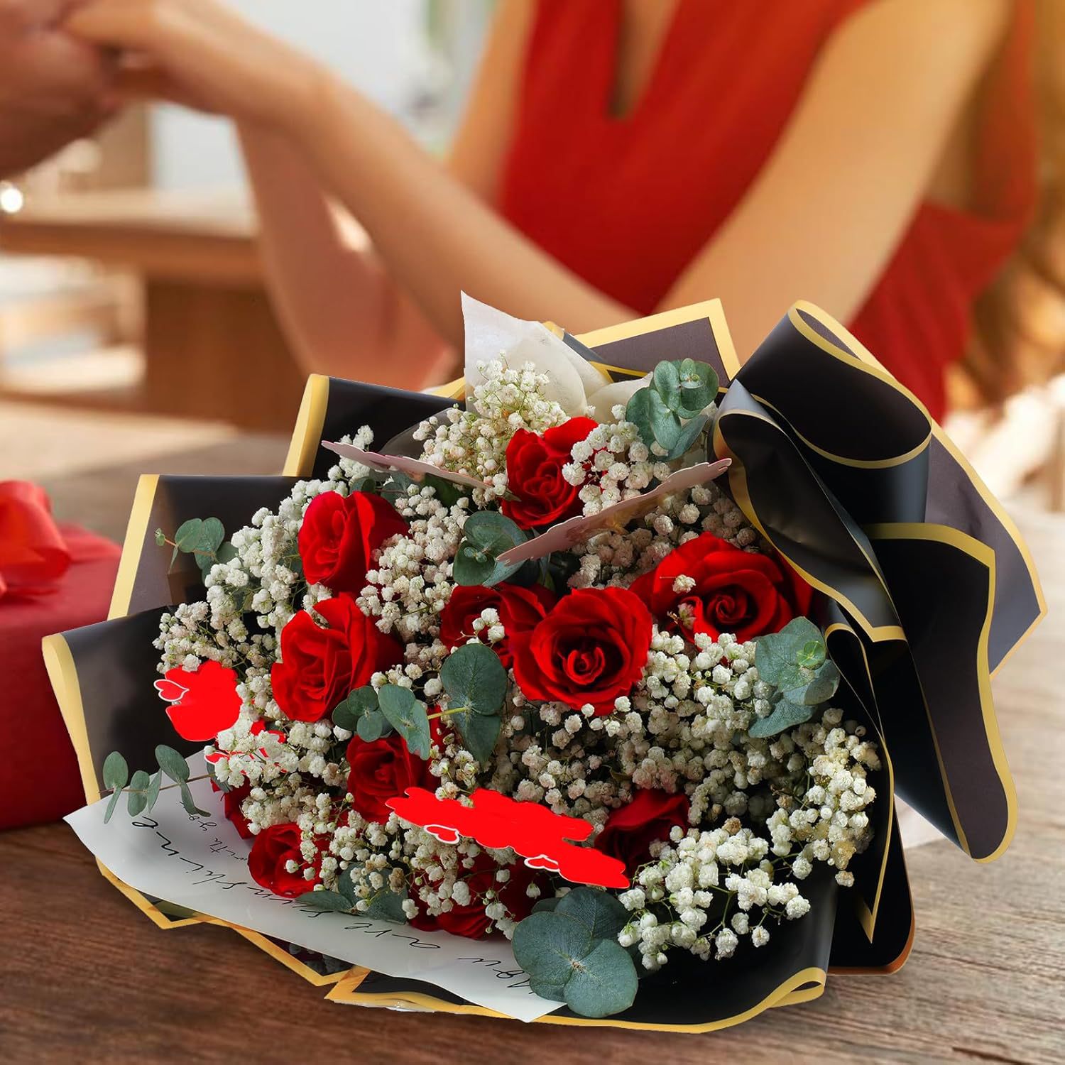 20 Sheets Gold Edge Waterproof - Florist Flower Supply ulasan dan harga