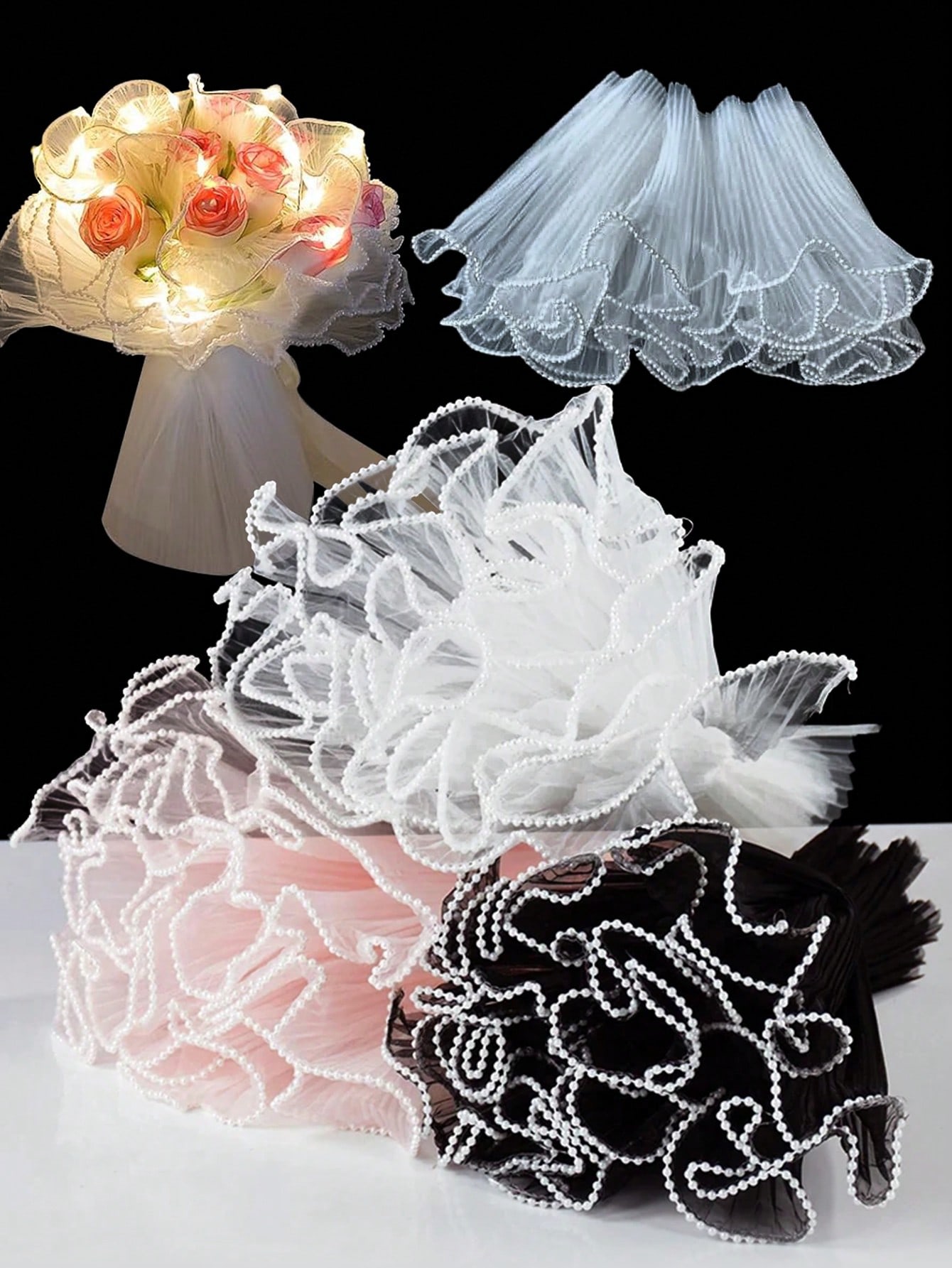 4Yards Faux Pearl Edge Flower  - Florist Flower Supply ulasan dan harga