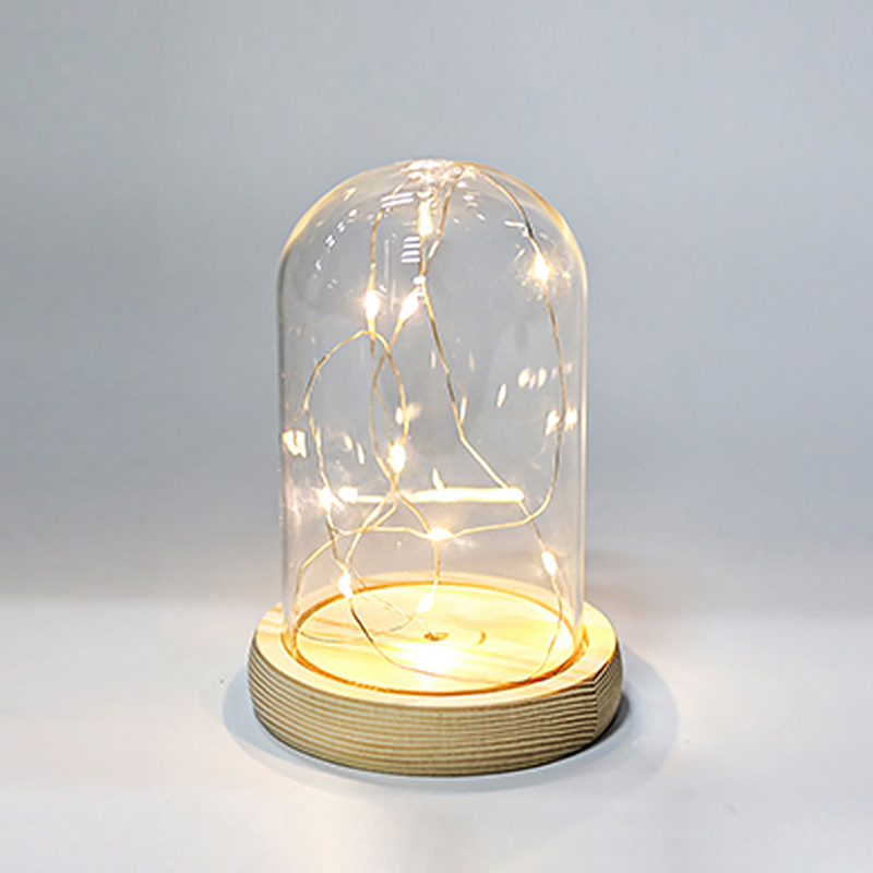 Glass Dome Wooden Base With LE - Florist Supply Vases ulasan dan harga