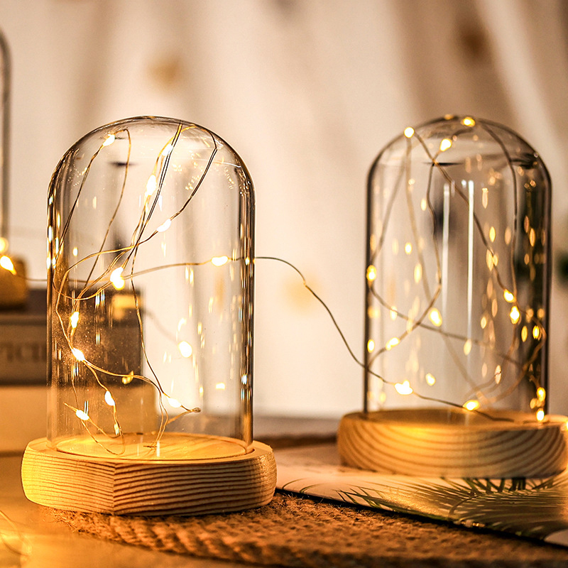 Glass Dome Wooden Base With LE - Florist Supply Vases ulasan dan harga