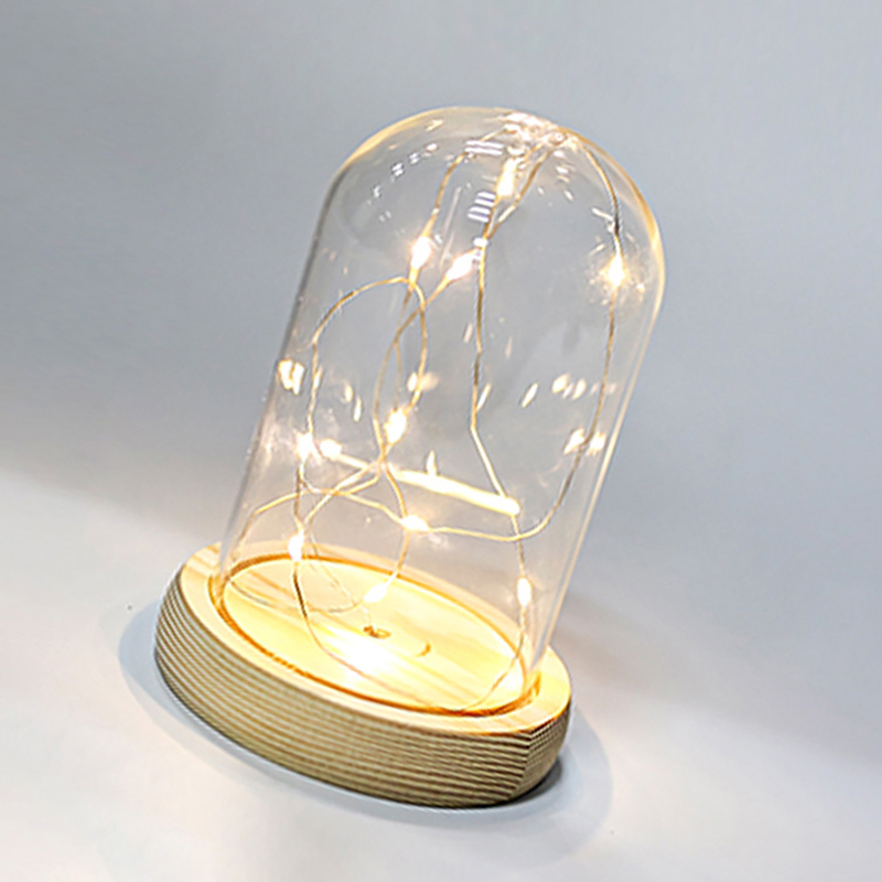 Glass Dome Wooden Base With LE - Florist Supply Vases ulasan dan harga